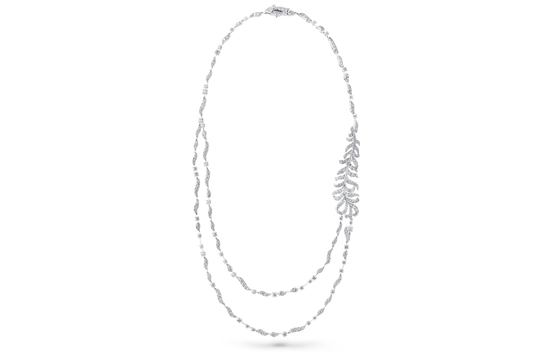 CHANEL 18K White Gold Diamonds Necklaces Women's Silver