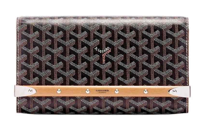 GOYARD MONTE-CARLO Canvas With Calfskin One Shoulder Crossbody Clutches Small Size Unisex Black & Brown
