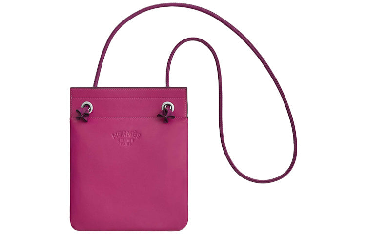 HERMES Aline Milo Lambskin And Swift Calfskin Crossbody Bag Women's Purple Rose/Sea Cucumber Purple