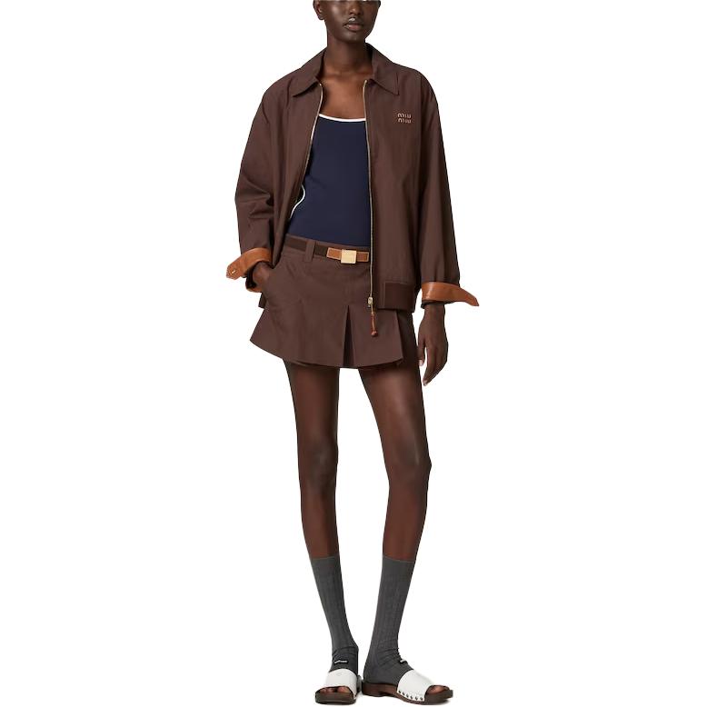 MIU MIU Casual Short Skirts Women's Dark Brown