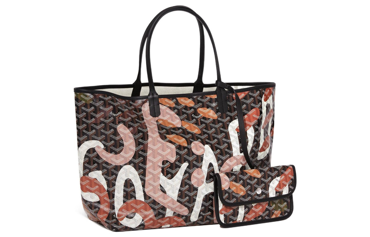 GOYARD Saint Louis Canvas With Leather Combo Tote Bag One Shoulder Handbags Small Size Unisex Black/Pink