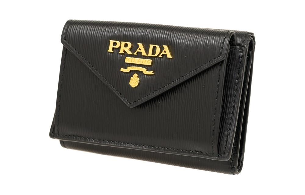 PRADA Cow Leather Wallet Women's Black