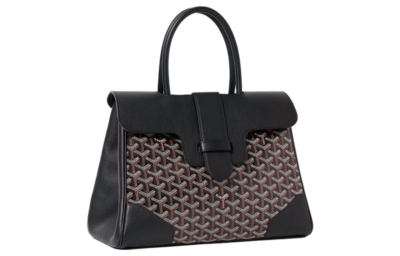 GOYARD Saigon Canvas With Leather Xigong Tote Handbags Shoulder Bags Large Size Unisex Black
