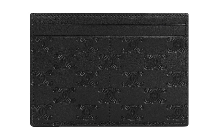 CELINE Cow Leather Card Holder Women's Black