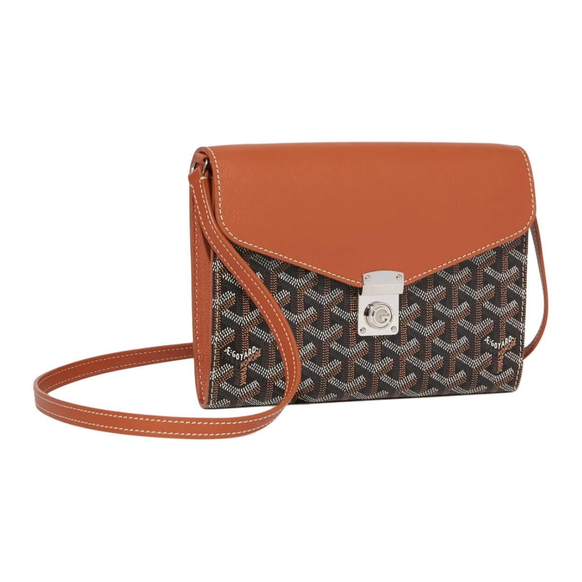 GOYARD Canvas With Calfskin Shoulder Bag Crossbody Bag Unisex Black & Brown