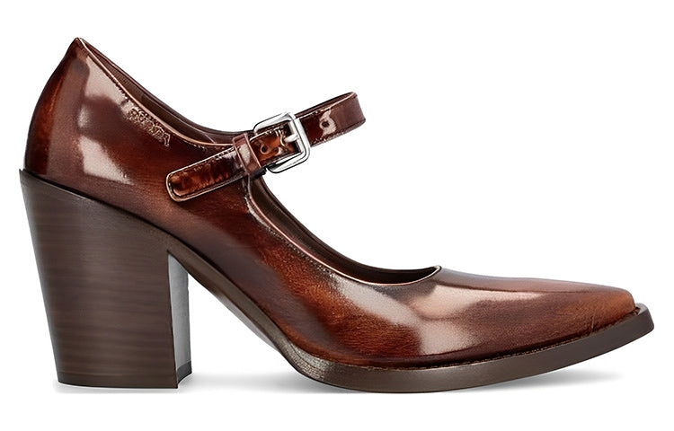 PRADA Chunky Heel High Heels Women's Brown