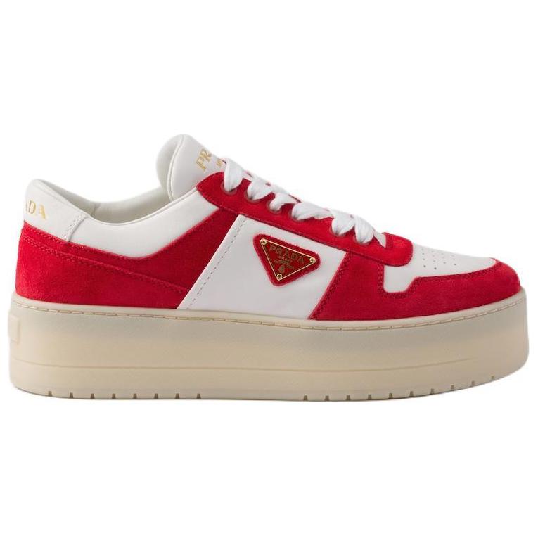 PRADA Downtown Low Top Skateboard Shoes Women's Red White