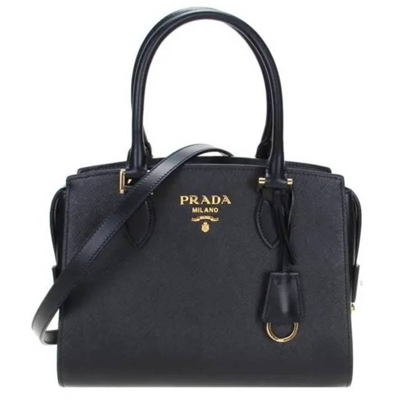 PRADA Cow Leather Shoulder Bag Crossbody Bag Handbag Women's Black