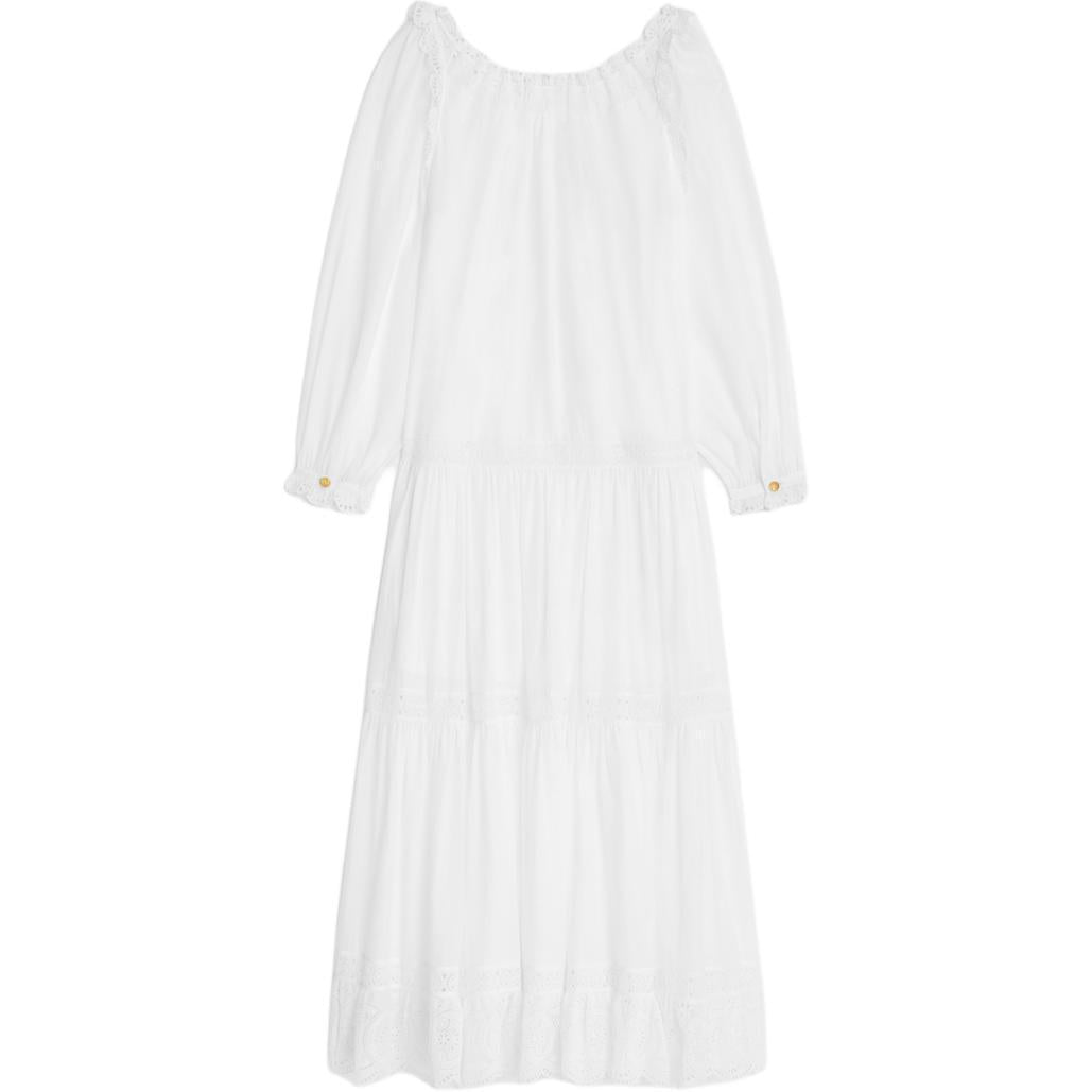 CELINE Embroidered Folk Dress In Cotton Muslin