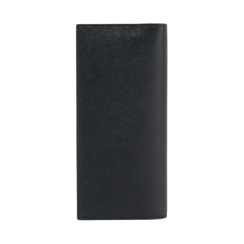 PRADA Cross-Stitch Leather Wallet Men's Black