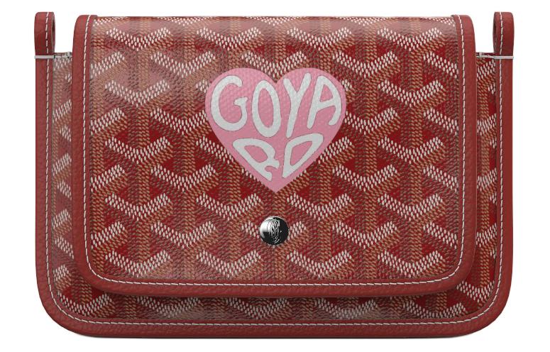 GOYARD Plumet Canvas With Leather Envelope Bag Crossbody Bag Shoulder Bag Unisex Red & Light Pink Small Heart