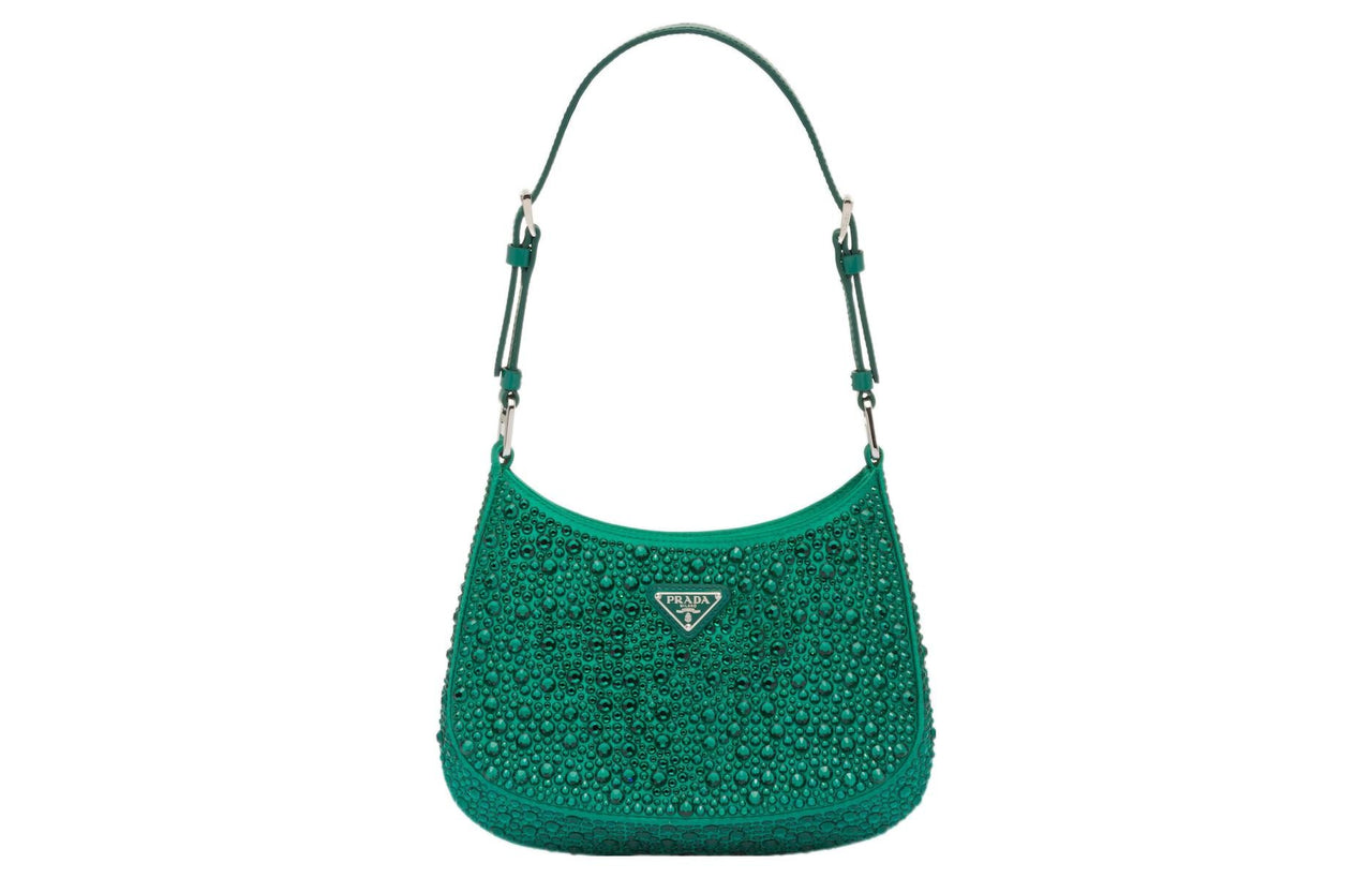 PRADA Cleo Fabric Handbag, Shoulder Bag Women's Green