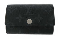LOUIS VUITTON Coated Canvas With Leather Trim Canvas Bag Key Pouch Regular Men's Black