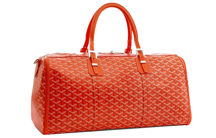 GOYARD Canvas With Leather Dog's Teeth Travel Bag Handbag Unisex Orange