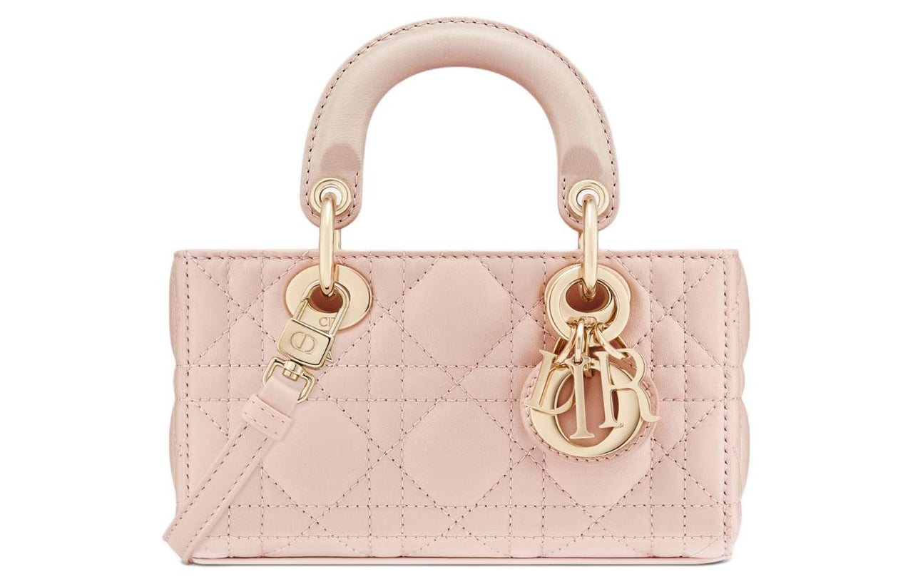 DIOR Lady D JOY Wicker Pattern Sheepskin Shoulder Bag, Crossbody Bag, Handbag Extra Mini Women's Rouge Pink