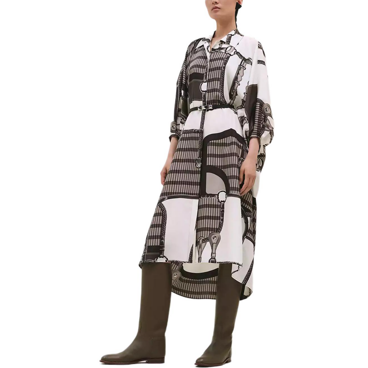 HERMES FW24 Short-Sleeved Dresses Women's Multicolor