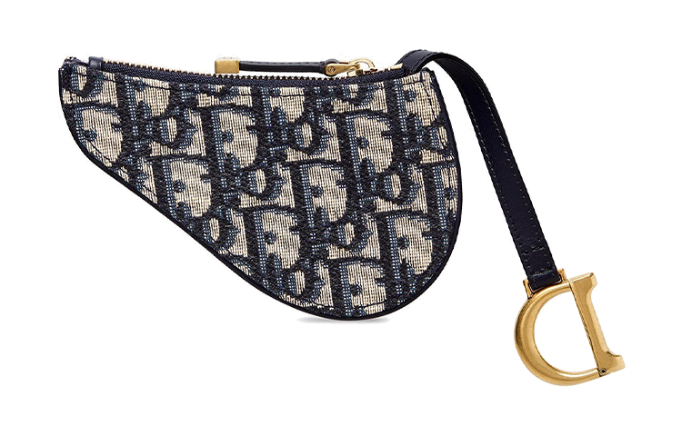 DIOR SaddleOBLIQUE Sheepskin Saddle Bag Wallet Women's Blue
