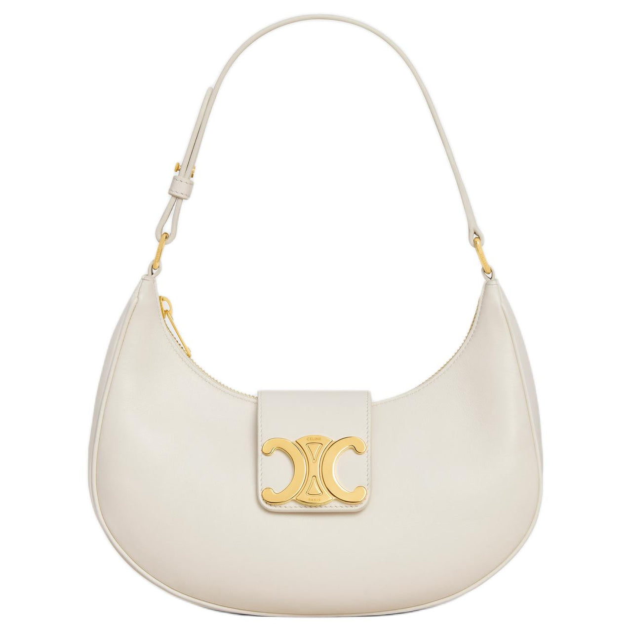 CELINE AVA Calfskin Handbag, Shoulder Bag Medium Size Women's White