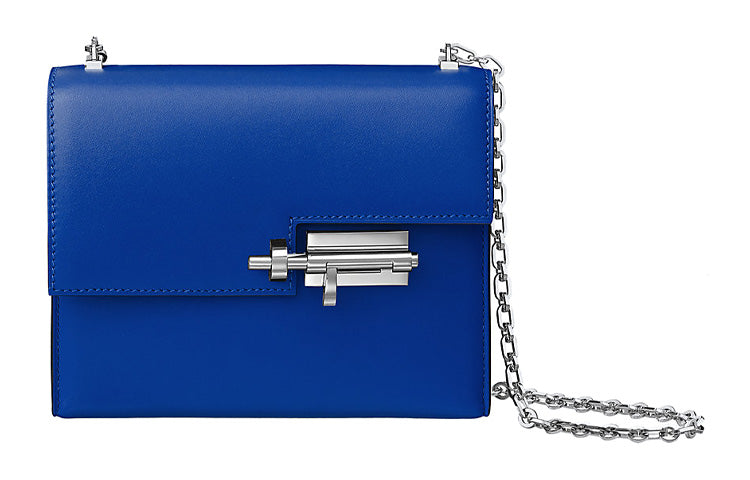 HERMES Verrou Tadelakt Calfskin Handgun Bag Shoulder Bag Crossbody Bag Mini Women's Blue