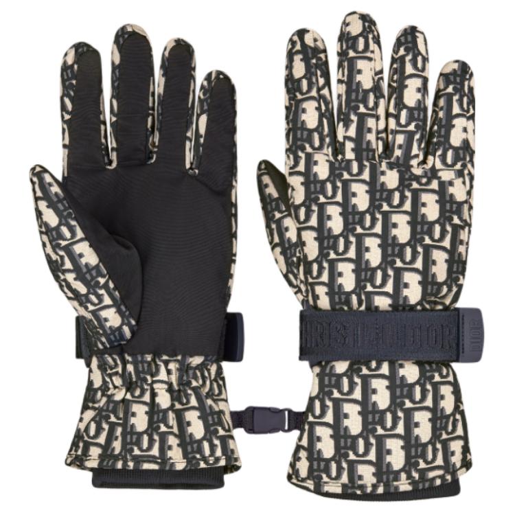 DIOR Technical Fabric Knit Gloves Women's Sea Blue