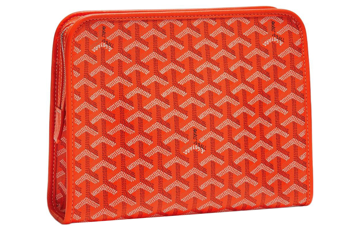 GOYARD JOUVENCE Canvas With Leather Travel Storage Bags Handheld Toiletry Bags Medium Size Unisex Orange