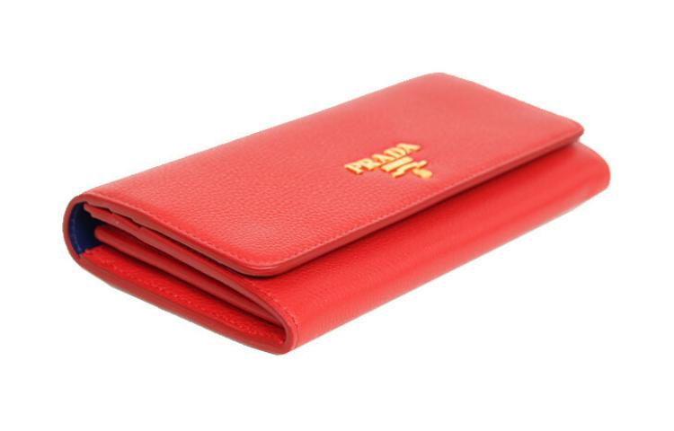 PRADA Cow Leather Wallet Women's Red