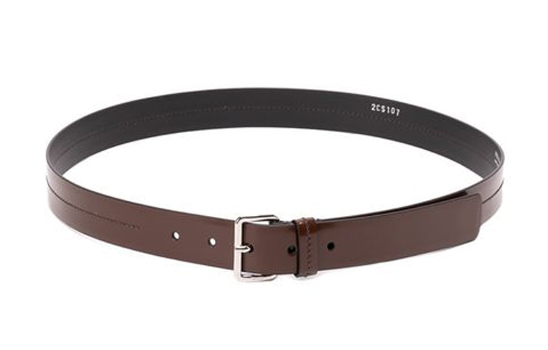 PRADA Embossed Label Pin Buckle Leather Belts Men's Brown