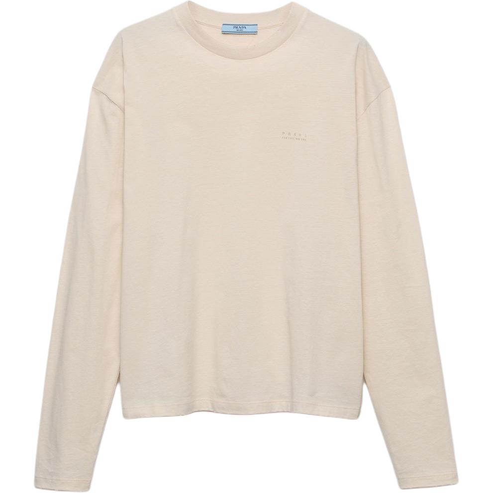 PRADA Drop Shoulder Sleeve T Shirt Women's Pink Mist White