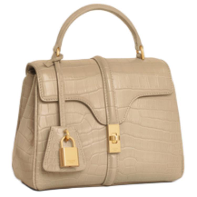 CELINE Crocodile Leather Shoulder Bag Crossbody Bag Handbag Mini Women's Light Brown
