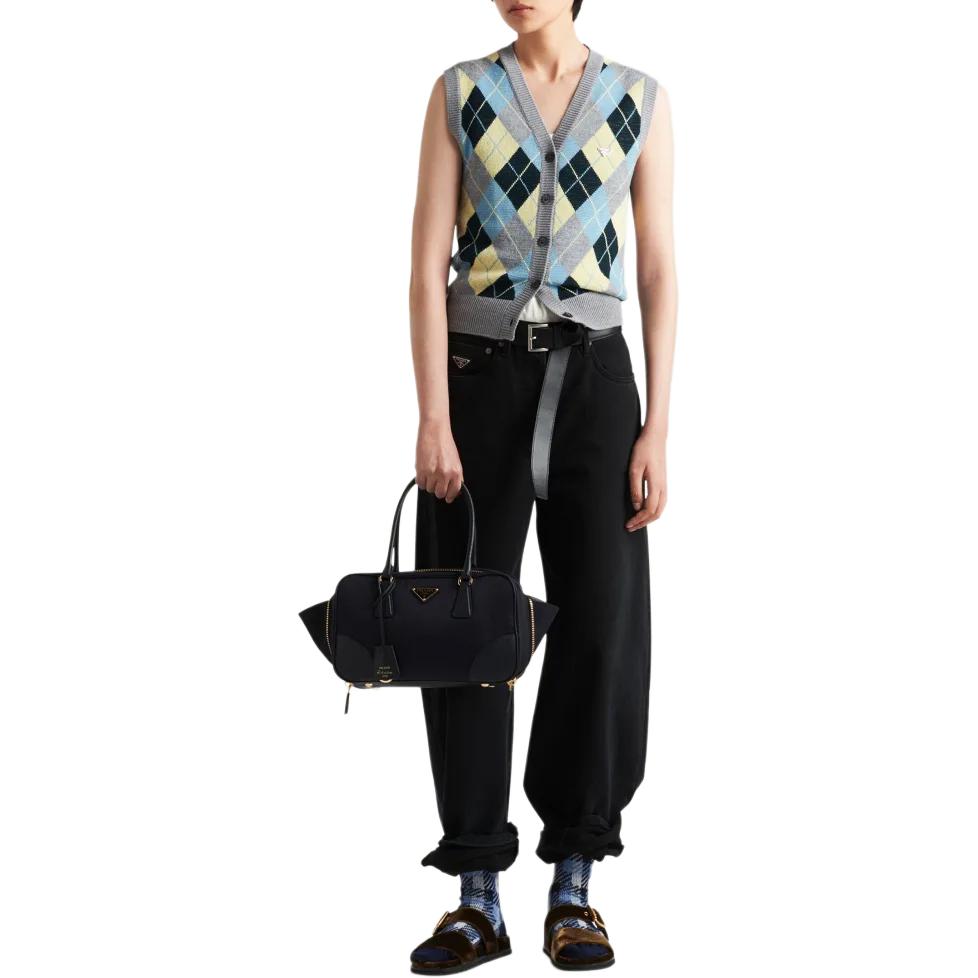 PRADA Checked Buttoned Knitted Vest