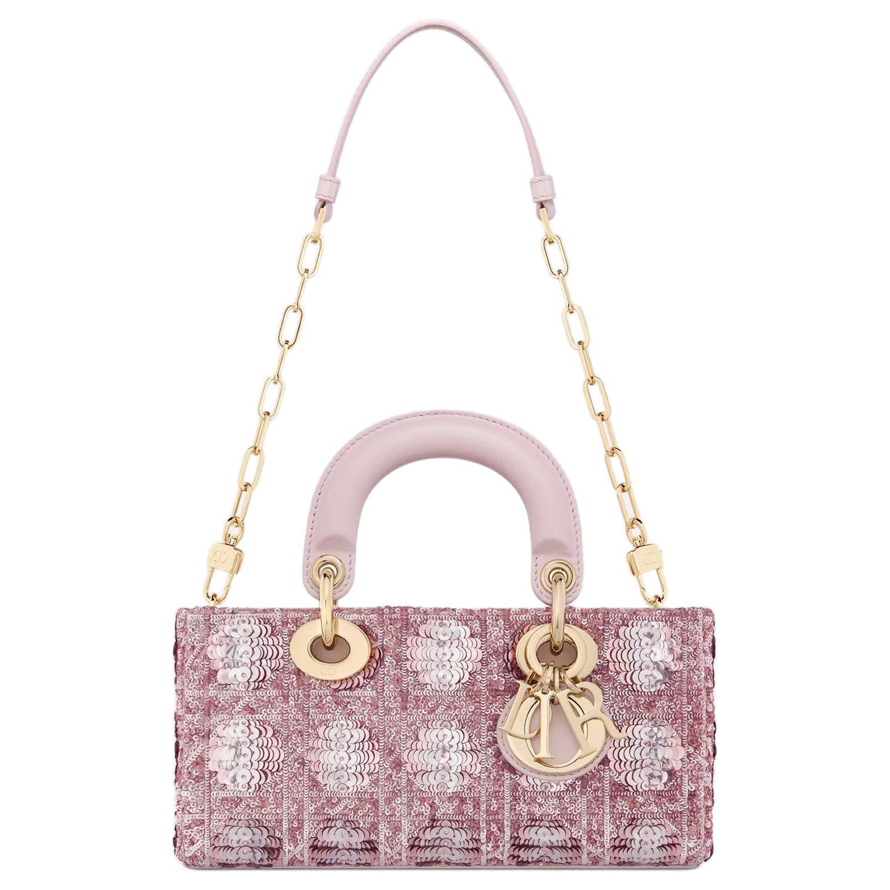 DIOR Lady Dior Cotton Shoulder Bag Crossbody Bag Handbag Small Size Women's Pink