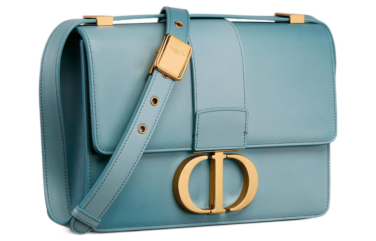 DIOR 30 Montaigne Cow Leather Shoulder Bag Crossbody Bag Women's Blue