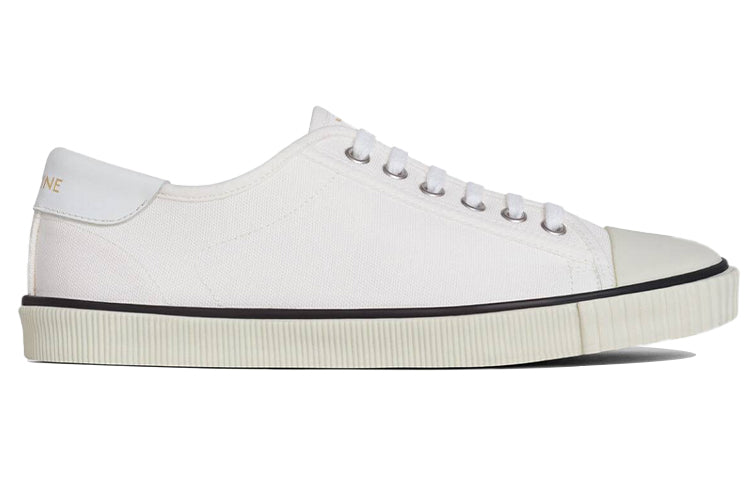 CELINE Blank Canvas Low Lace Up Sneaker Off White Women's