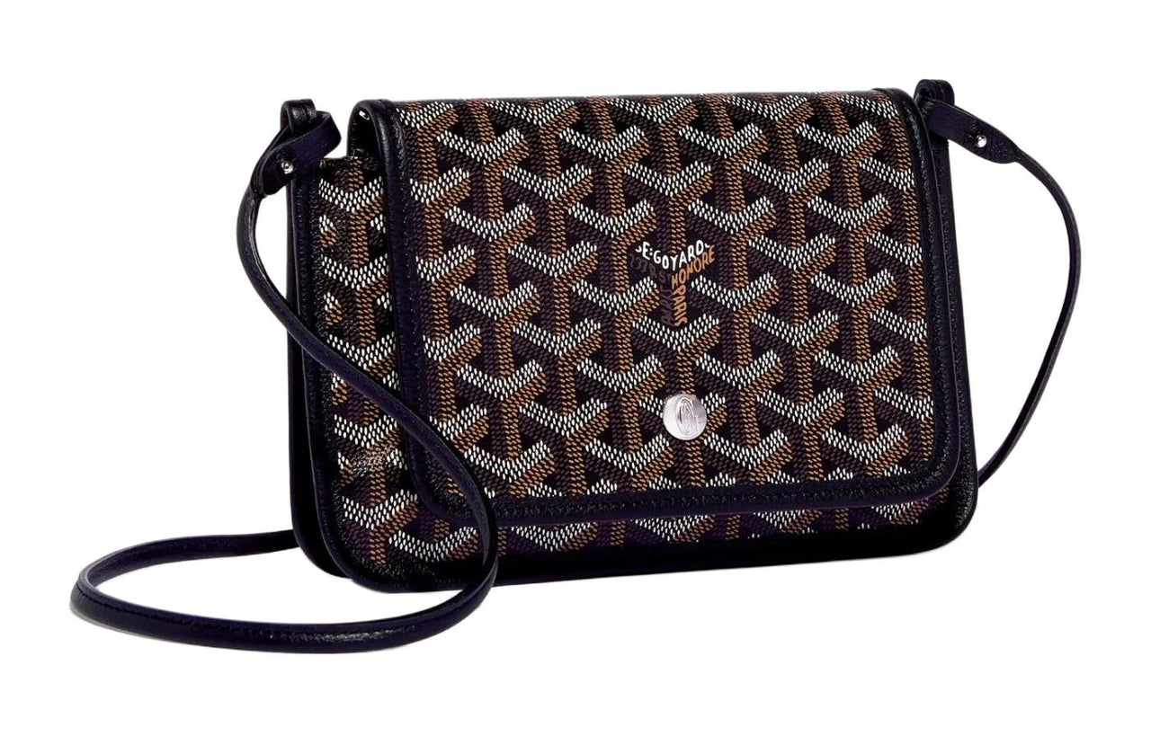 GOYARD Plumet Canvas With Leather Envelope Bag Clutch Crossbody Bag Shoulder Bag Unisex Black/Blue Small Heart Edition
