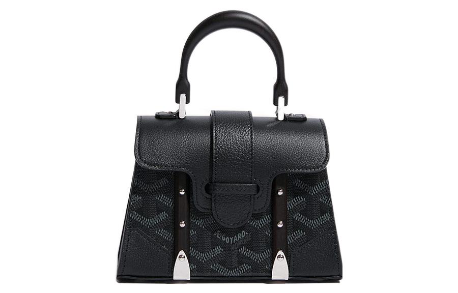 GOYARD Saigon Canvas With Calfskin Shoulder Bag Crossbody Bag Handbag Mini Women's Black