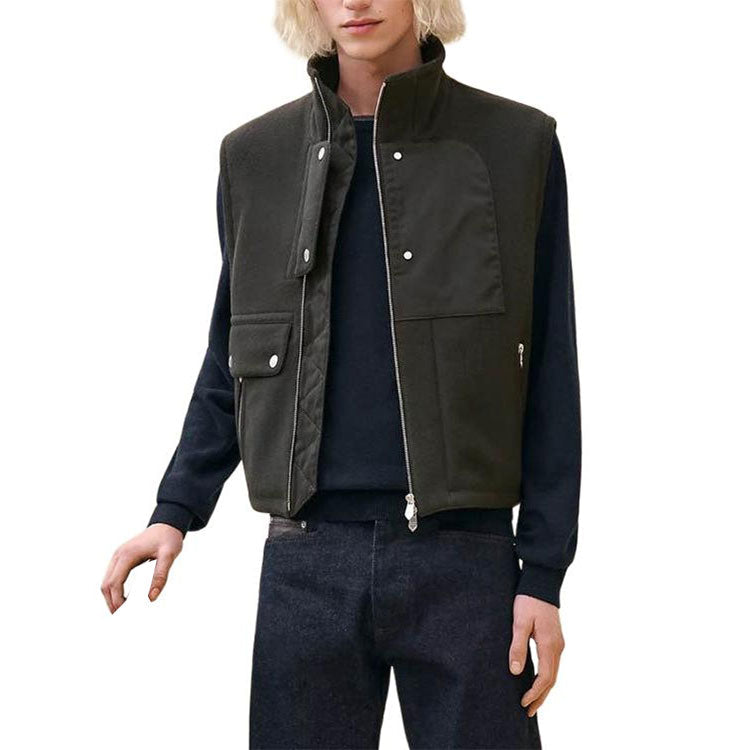 سترة HERMES FW24 للرجال باللون الأخضر العسكري