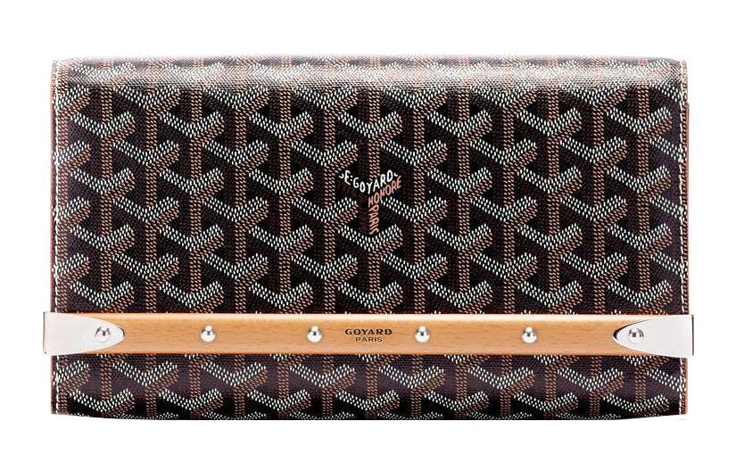 GOYARD MONTE-CARLO Canvas With Leather Clutches Crossbody Bags Small Size Women's Black/Brown