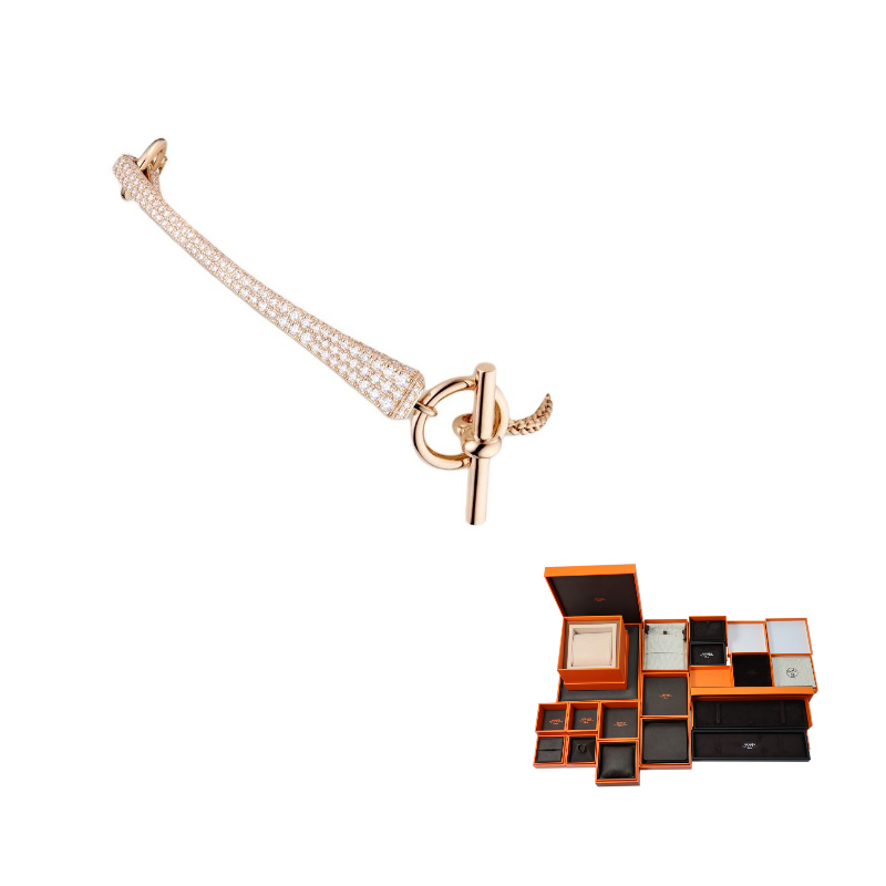HERMES Diamond Bracelets Women's Rose Gold