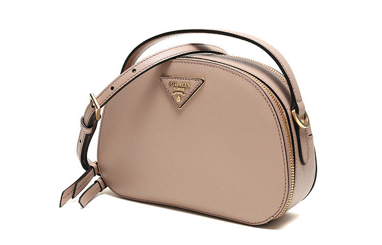 PRADA Cow Leather Crossbody One Shoulder Handbags Women's Nude