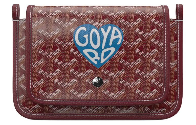 GOYARD Canvas With Leather Envelope Bag Crossbody Bag Shoulder Bag Unisex Burgundy & Sky Blue Small Heart