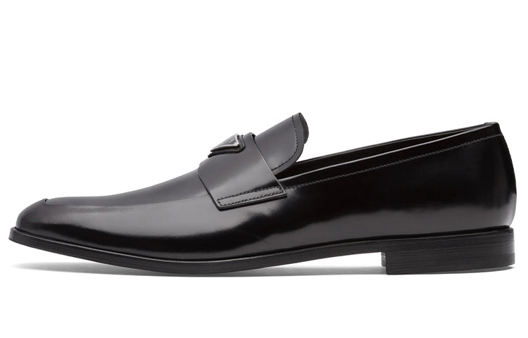 PRADA Brushed Leather Loafers Black Men's