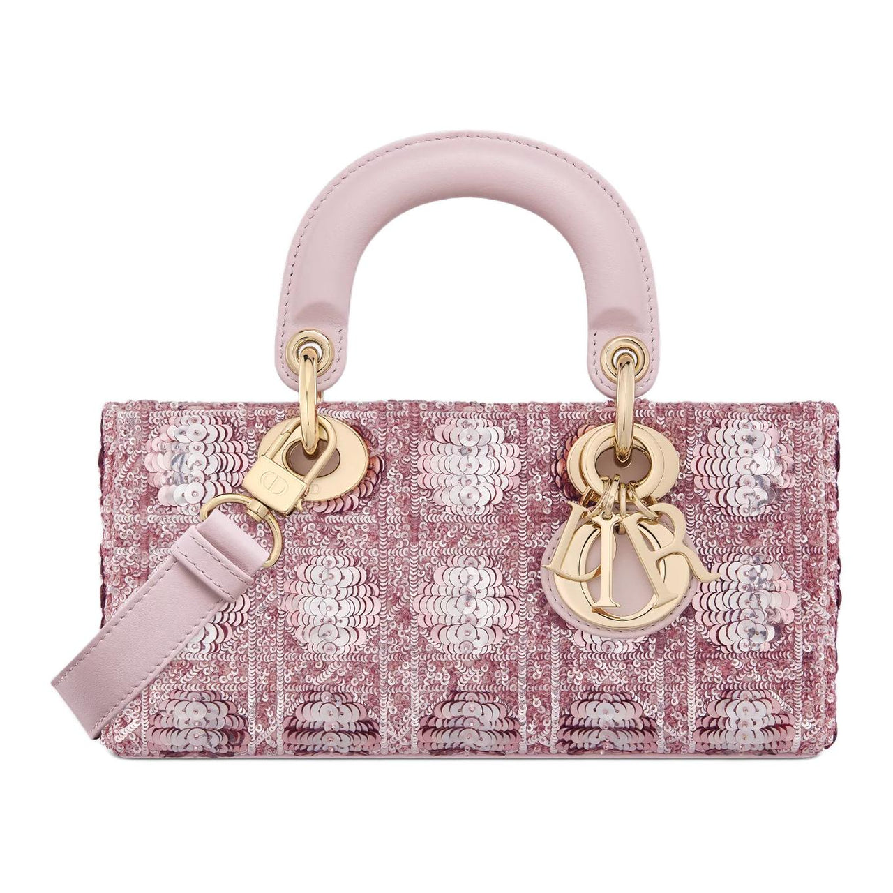 DIOR Lady Dior Cotton Shoulder Bag Crossbody Bag Handbag Small Size Women's Pink