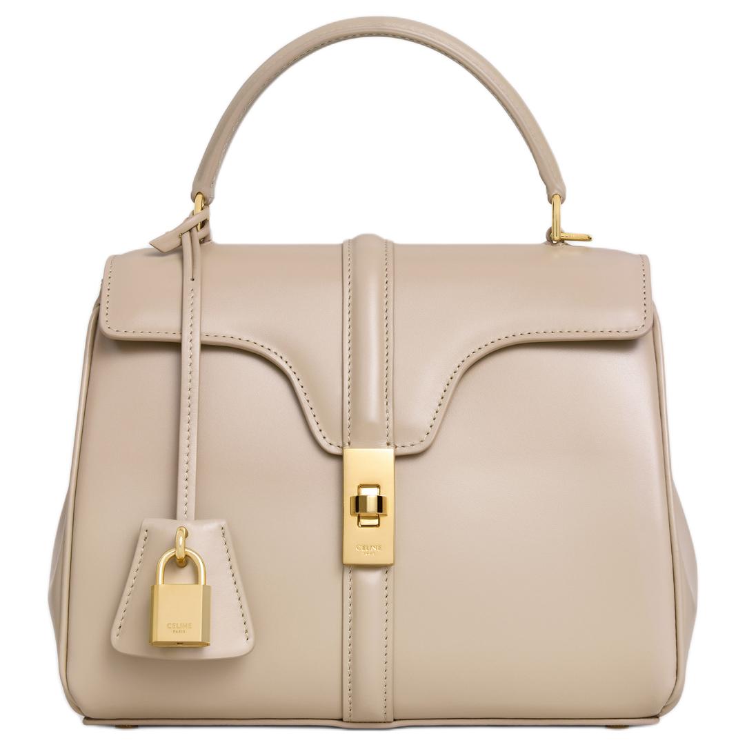 CELINE Calfskin Shoulder Bag, Crossbody Bag, Handbag Small Size Women's Light Beige