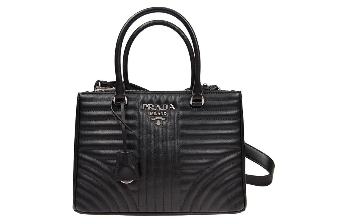 PRADA Diagramme Calfskin Shoulder Bag Crossbody Bag Handbag Women's Black