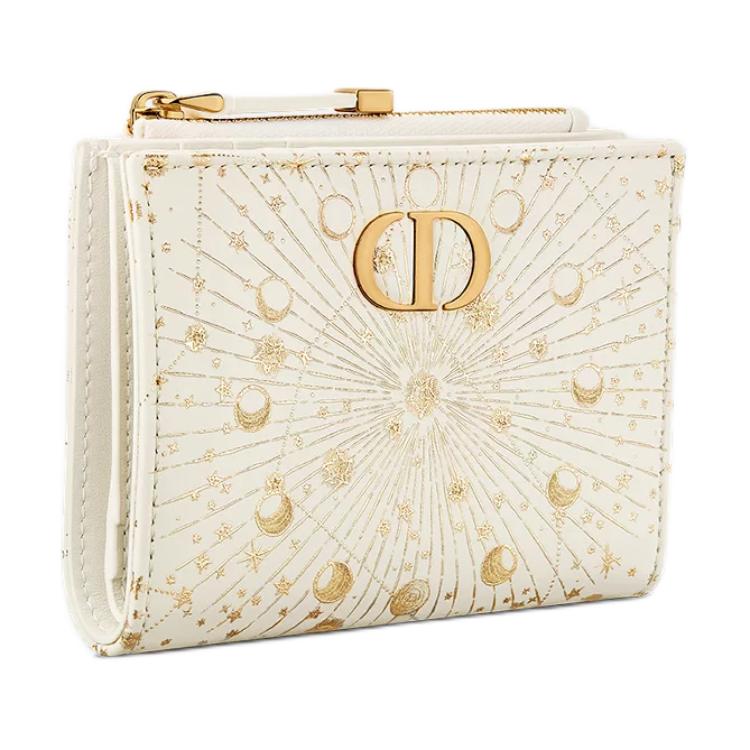 DIOR Calfskin Wallet Women's Beige
