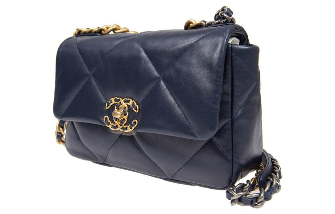 CHANEL 19Bag Lambskin Flap Bag, Shoulder Bag, Crossbody Bag Women's Navy Blue
