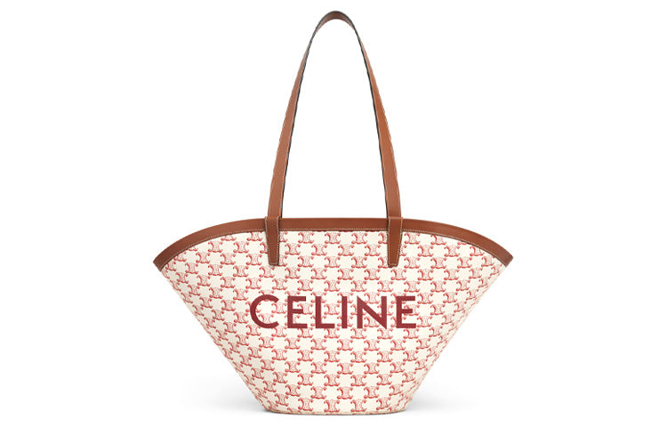 CELINE Couffin Cow Leather Basket Bag Tote Bag Shopping Bag Handbag Shoulder Bag Crossbody Bag Medium Size Women's Red
