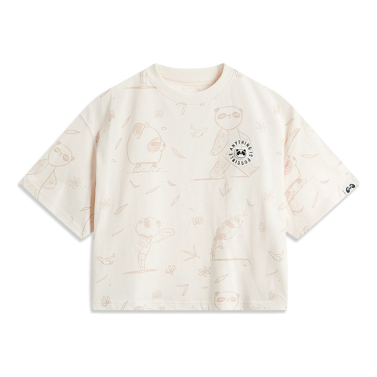(WMNS) Li-Ning Panda Graphic Oversized T-shirt 'Beige' AHSUC06-1