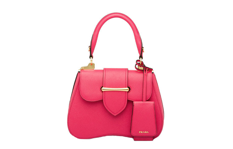 PRADA Cow Leather Shoulder Bag Crossbody Bag Handbag Women's Rose Red