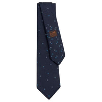 HERMES Mulberry Silk Ties Men's Marine Blue